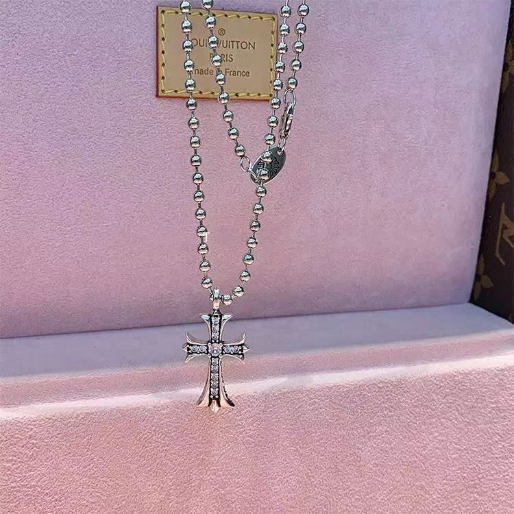 Chrome Hearts Silver Cross Pendant Necklace